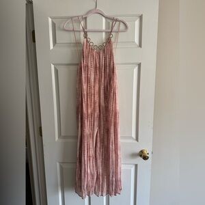 Zara Blush Pink Tie-Dye Maxi Dress with Grommet Straps